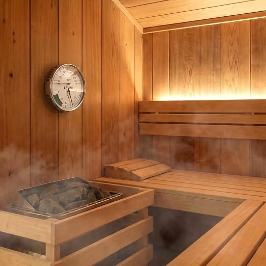Sauna 2 in 1 Fahrenheit Thermometer and Hygrometer, Stainless Steel Thermometer Gauge, 70-250°F, 0-100% RH for Sauna Room