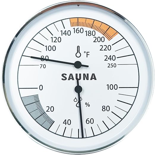 Sauna Thermometer and Hygrometer Combo – Precise Temperature & Humidity Gauge for Sauna Roomsk, Temperature Range 70-250°F