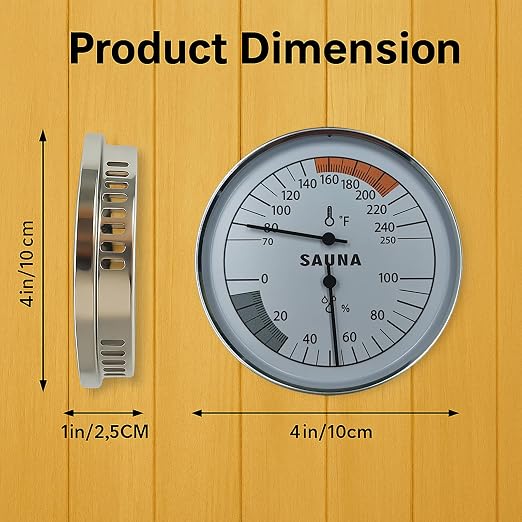 Sauna Thermometer and Hygrometer Combo – Precise Temperature & Humidity Gauge for Sauna Roomsk, Temperature Range 70-250°F