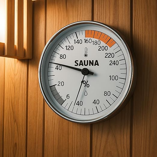 Sauna Thermometer and Hygrometer Combo – Precise Temperature & Humidity Gauge for Sauna Roomsk, Temperature Range 70-250°F