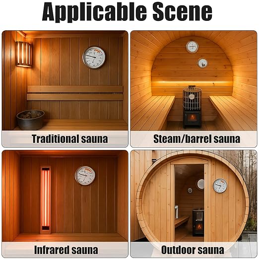 Sauna Thermometer and Hygrometer Combo – Precise Temperature & Humidity Gauge for Sauna Roomsk, Temperature Range 70-250°F