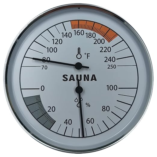 Sauna Thermometer and Hygrometer Combo – Precise Temperature & Humidity Gauge for Sauna Roomsk, Temperature Range 70-250°F