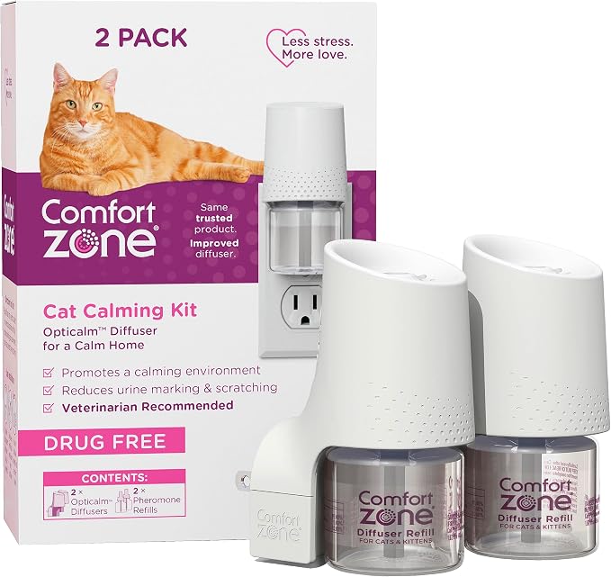 Savings Kit: 2 Cat Calming Diffusers & 2 Refills; Cat Pheromones Help Anxiety; Reduce Stress, Urine Marking, Scratching