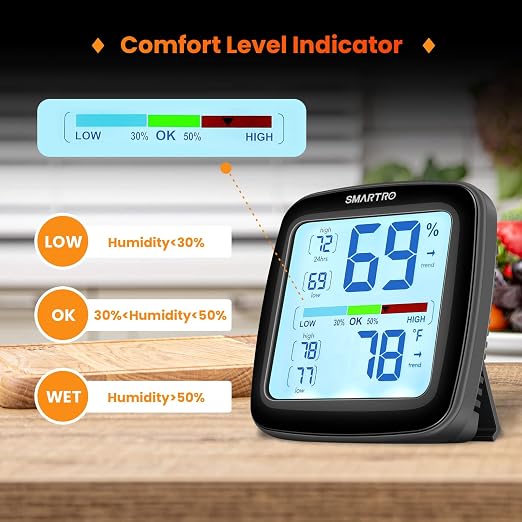 SC42 Professional Digital Hygrometer Indoor Thermometer Room Humidity Gauge Pro Accuracy Calibration, alternate product view