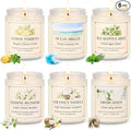 Scented Candle Gift Set, 6 Pack 7oz Natural Soy Wax Aromatherapy Candles, Coconut Vanilla Lemon Verbena Fresh Linen Scents