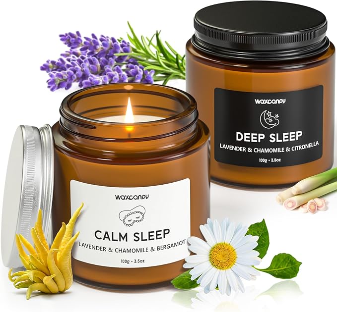 Scented Candle Gift Set, Soy Candles for Women, Sleep Candles for Home Scented, 2 Pack Aromatherapy Candle for Relaxing