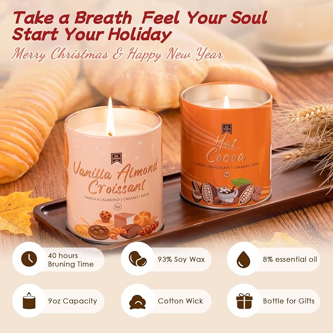 Scented Candle Set, 4Pack Aromatherapy Soy Wax Candles Valentine's Day Gift for Her Him, alternate product view 2