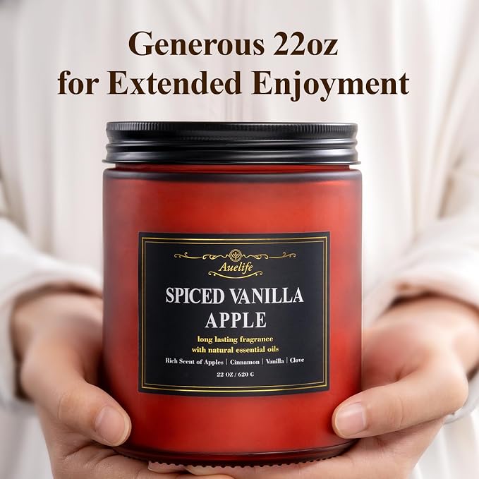 Scented Candle, Vanilla Pumpkin Candles – 22oz Large 3-Wick Holiday Soy Candle, Long Lasting Winter Candles for Home Décor