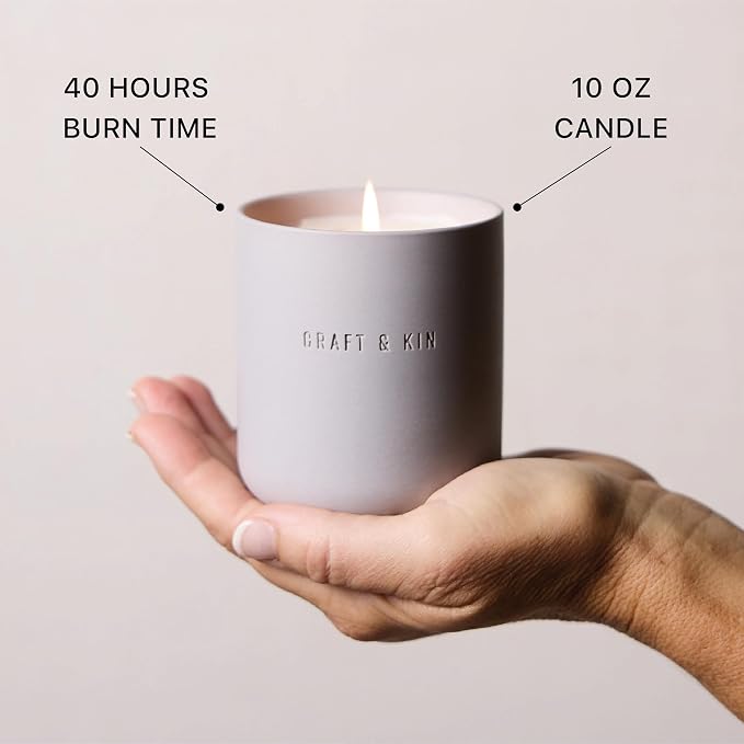 Scented Candles - Dark Rose & Amber Holiday Candles | 10oz Soy Blend with Cotton Wick | Long-Lasting, 40-Hour Burn | Ceramic