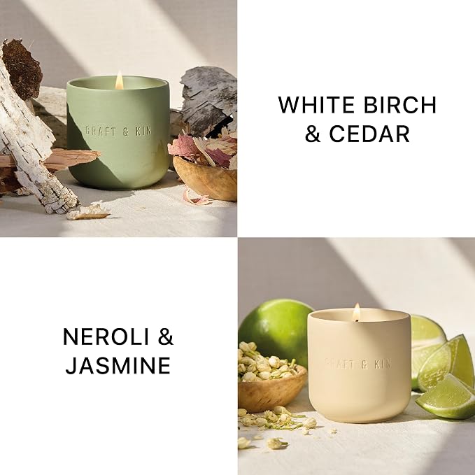 Scented Candles Discovery Set | 4 Pack of 3oz Winter Candles | 20-Hour Burn Time, Soy Blend Wax, Cotton Wick, Ceramic Jars
