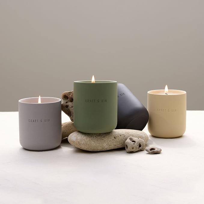 Scented Candles Discovery Set | 4 Pack of 3oz Winter Candles | 20-Hour Burn Time, Soy Blend Wax, Cotton Wick, Ceramic Jars