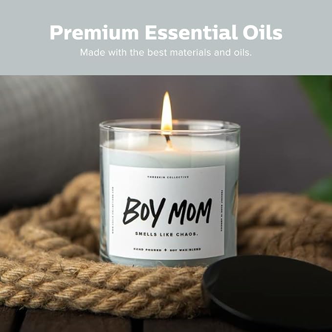 Scented Candles for Boy Mom, Natural Soy Wax Candles for Home, Relaxing Aromatherapy for Moms, Driftwood Essential Oils with
