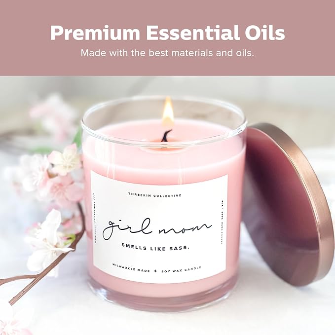 Scented Candles for Girl Mom, Natural Soy Wax Candles for Home, Relaxing Aromatherapy for Moms, Lavender Essential Oils with