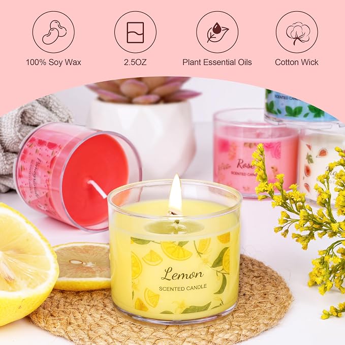 Scented Candles for Home, 12 Pack Candle Set for Women, Small Soy Candles Bulk, Mothers Day Gifts from Daughter - Mini Candle