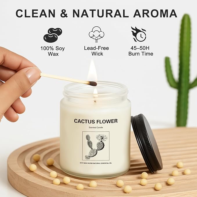 Scented Candles for Home,4 Pack Soy Candle Gift Set with 4 Fragrance Scents,Aromatherapy Lavender Floral & Wood Candles for
