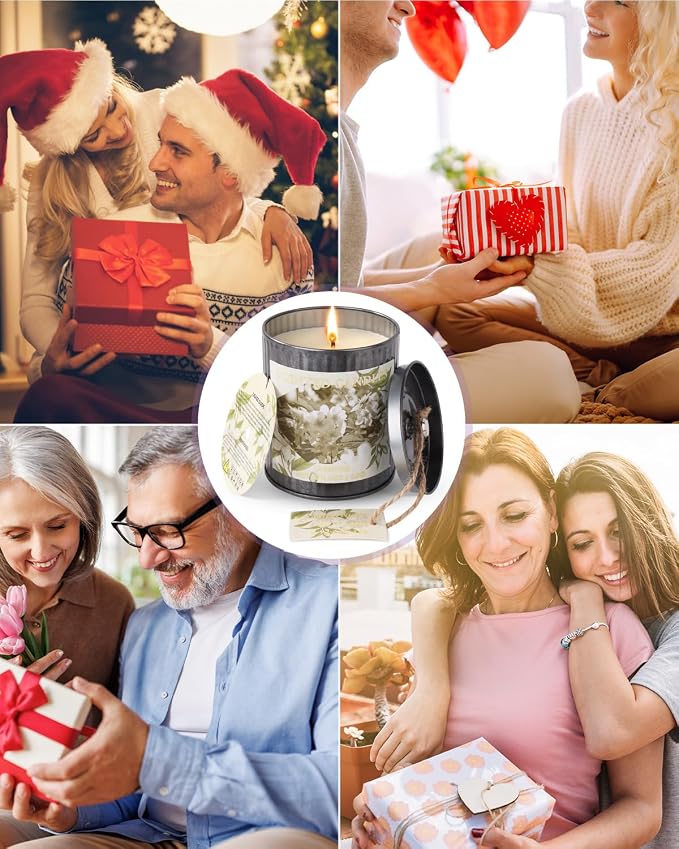 Scented Candles for Home, 8oz Soy Candle, 50H Burn, Cedarwood Aromatherapy, White Candle in Gift Box, Perfect for Birthday