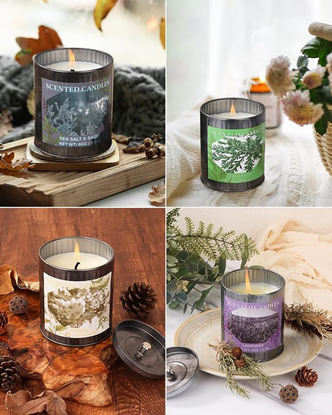 Scented Candles for Home, 8oz Soy Candle, 50H Burn, Lavender Aromatherapy, White Candle in Gift Box, Perfect for Birthday