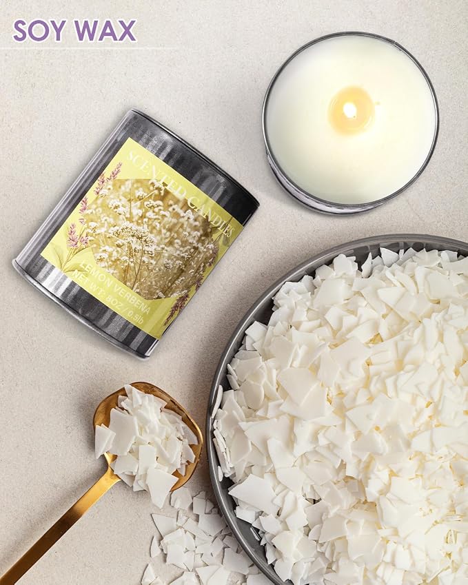 Scented Candles for Home, 8oz Soy Candle, 50H Burn, Lemon Verbena Aromatherapy, White Candle in Gift Box, Perfect for