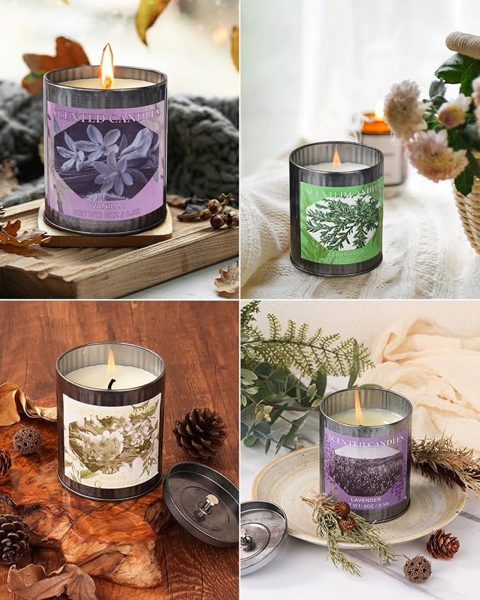 Scented Candles for Home, 8oz Soy Candle, 50H Burn, Vanilla Aromatherapy, White Candle in Gift Box, Perfect for Birthday