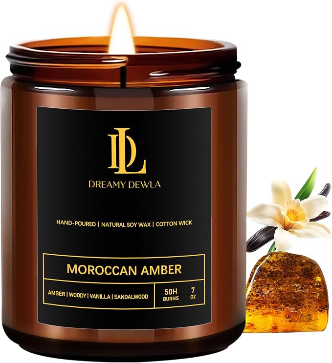 Scented Candles for Men, Moroccan Amber Candle for Home, Soy Wax Candles Gift for Birthday Father's Day Thanksgiving Day