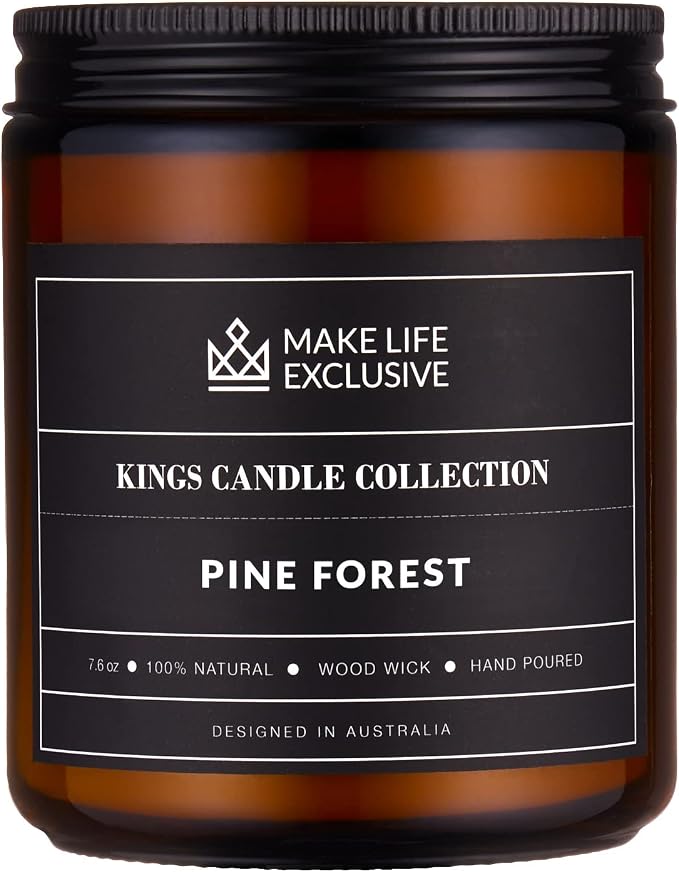 Scented Candles for Men | Pine & Cedar Scented | Wooden Wick, Long Lasting, product image