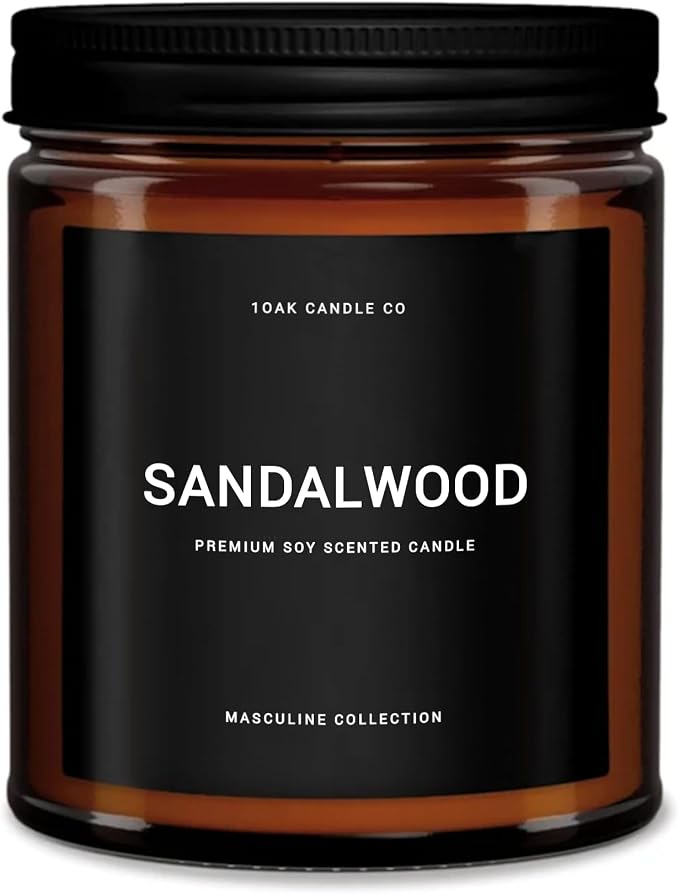 Scented Candles for Men - Sandalwood Candles - Mens Candle for Home - Masculine Candle - Long Burning Premium - Soy Wax