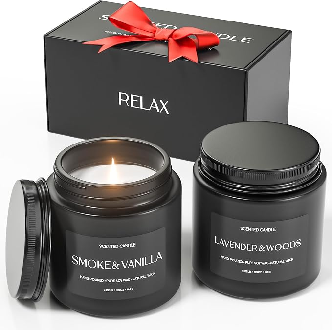 Scented Candles for Men, Soy Candles for Home Scented, Candle Gifts for Men, 2 Pack Aromatherapy Candle Gift Set for