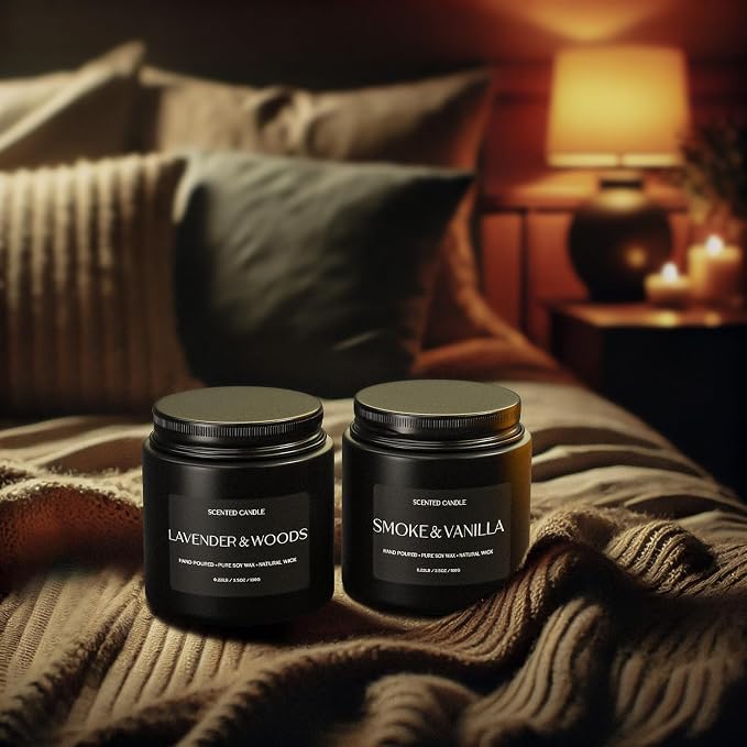 Scented Candles for Men, Soy Candles for Home Scented, Candle Gifts for Men, 2 Pack Aromatherapy Candle Gift Set for