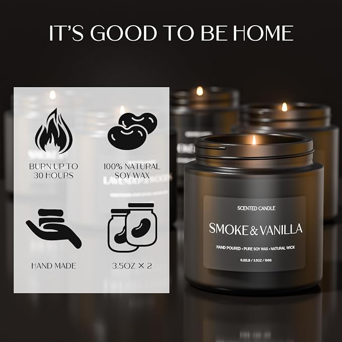 Scented Candles for Men, Soy Candles for Home Scented, Candle Gifts for Men, 2 Pack Aromatherapy Candle Gift Set for