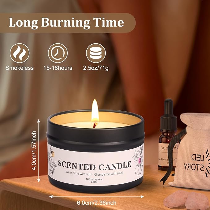 Scented Candles for Women and Men, 6 Pack Aromatherapy Candles for Home Scented, Natural Soy Jar Candle Bulk Gift Set for