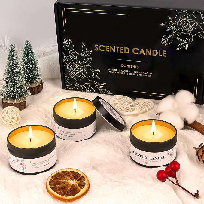 Scented Candles for Women and Men, 6 Pack Aromatherapy Candles for Home Scented, Natural Soy Jar Candle Bulk Gift Set for