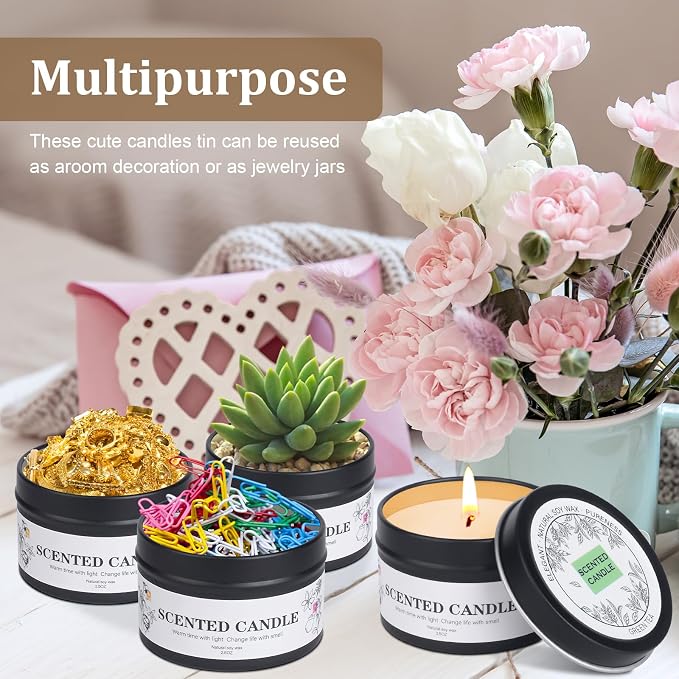 Scented Candles for Women and Men, 6 Pack Aromatherapy Candles for Home Scented, Natural Soy Jar Candle Bulk Gift Set for