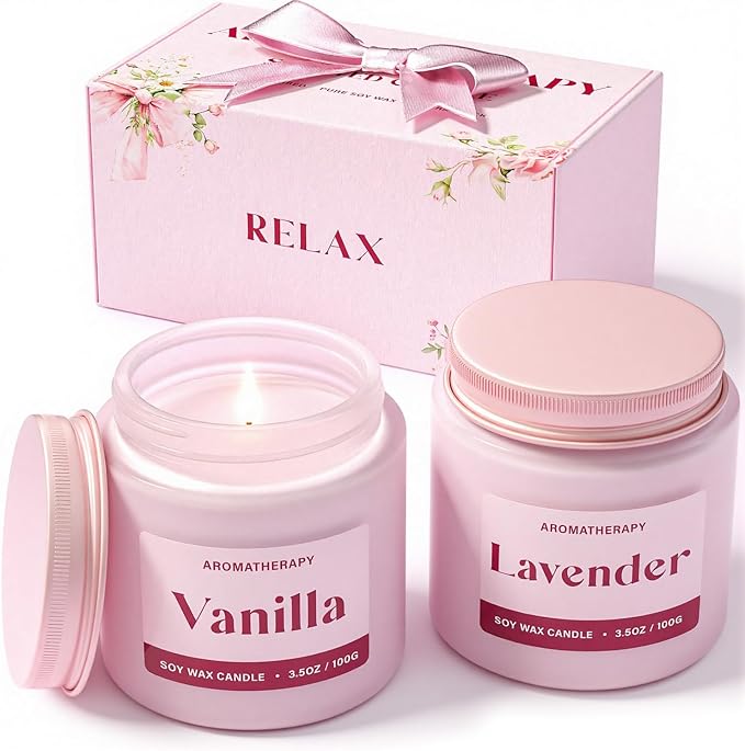 Scented Candles for Women, Soy Candles for Home Scented, Candle Gift Set with Lavender & Vanilla Scents, product image