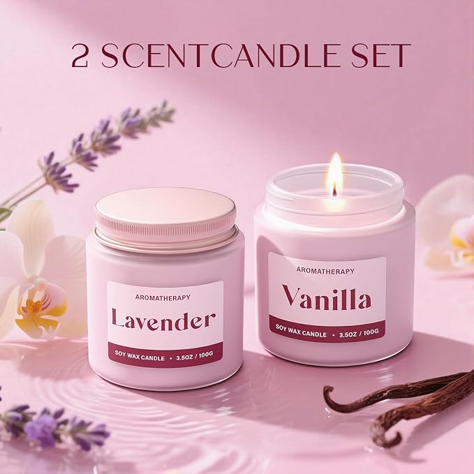 Scented Candles for Women, Soy Candles for Home Scented, Candle Gift Set with Lavender & Vanilla Scents, alternate product