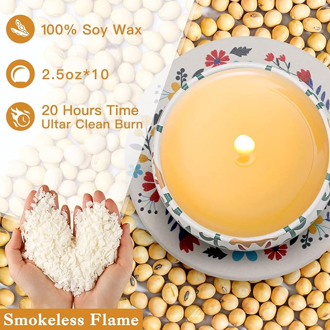 Scented Candles Gift Set, 10 Pack Candles for Home Scented, 250 Hour Long Lasting Soy Candle with Two Coasters, Gifts for