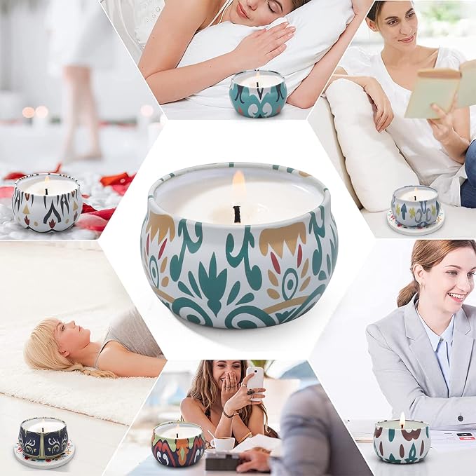 Scented Candles Gift Set, 10 Pack Candles for Home Scented, 250 Hour Long Lasting Soy Candle with Two Coasters, Gifts for