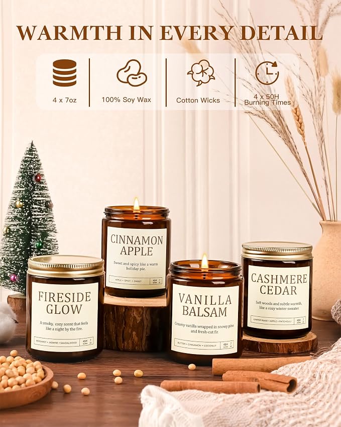 Scented Candles Gift Set for Women - 4 Pack Soy Candles for Home Scented, alternate product view 5