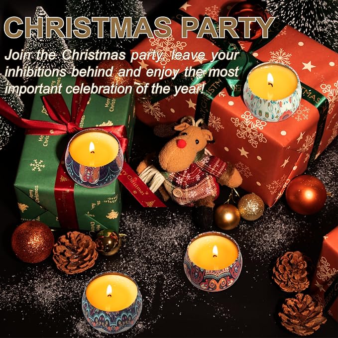 Scented Candles Gift Set - Women Candle Natural Soy Wax Aromatherapy Candle Stress Relief Small Gifts 120H Burning Candles 4