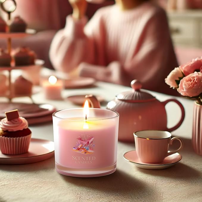 Scented Candles Gifts for Women, Candle Gift Set for Her, 3 Pink Ocean Candles, Birthday Gifts for Women/Men (Pink, alternate