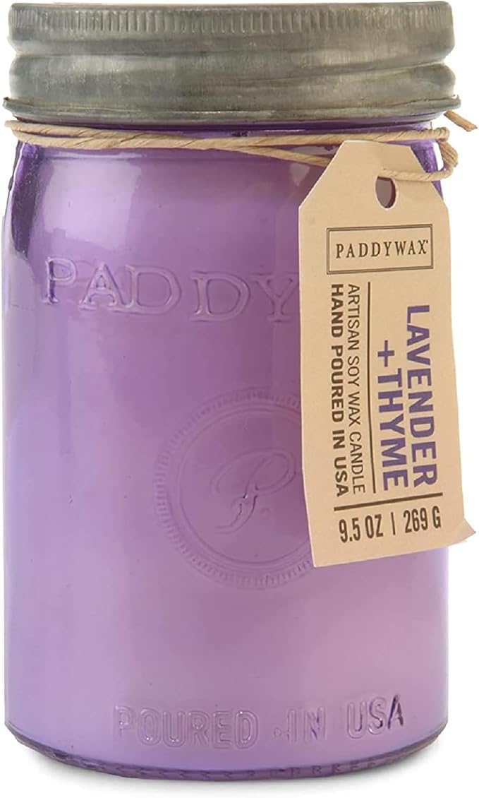 Scented Candles Relish Collection Soy Wax Artisan Candle in Glass Jar with Lid, 9.5-Ounce, Lavender + Thyme, product image