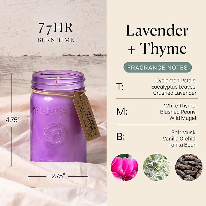 Scented Candles Relish Collection Soy Wax Artisan Candle in Glass Jar with Lid, 9.5-Ounce, Lavender + Thyme, alternate