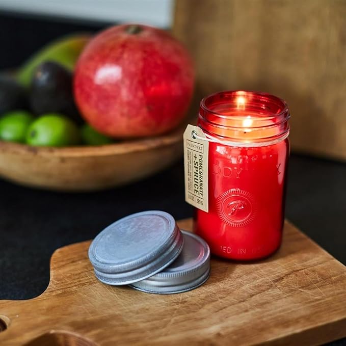 Scented Candles Relish Collection Soy Wax Artisan Candle in Glass Jar with Lid, 9.5-Ounce, Pomegranate + Spruce, alternate