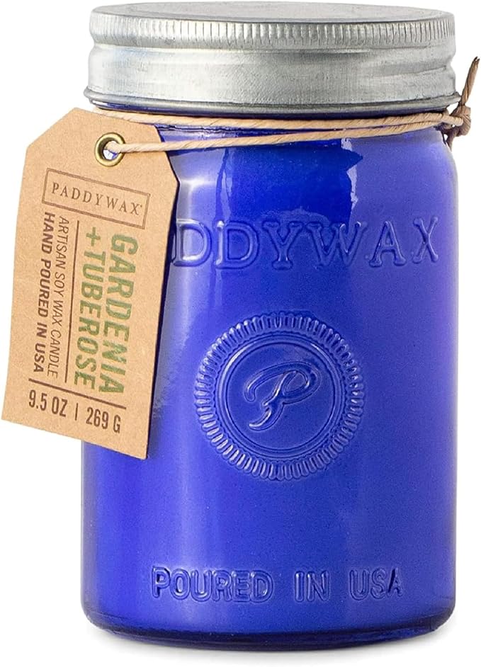 Scented Candles Relish Collection Soy Wax Artisan Candle in Glass Jar with Lid, 9.5-Ounce, Gardenia + Tuberose, product image