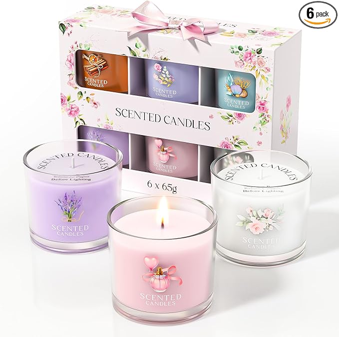 Scented Candles, Scented Candle Gift Set for Stress Relief, 6 Votive Candles for Women and Men, product image