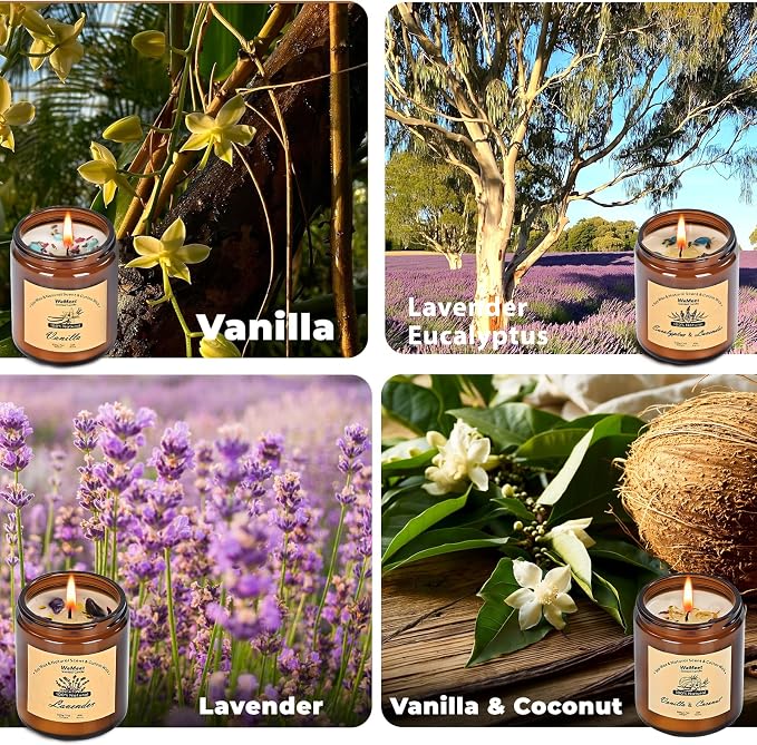 Scented Candles Set, 4 Pack Aromatherapy Candle with Crystals, 28 oz 160 Hour Long Lasting Candle, alternate product view 2