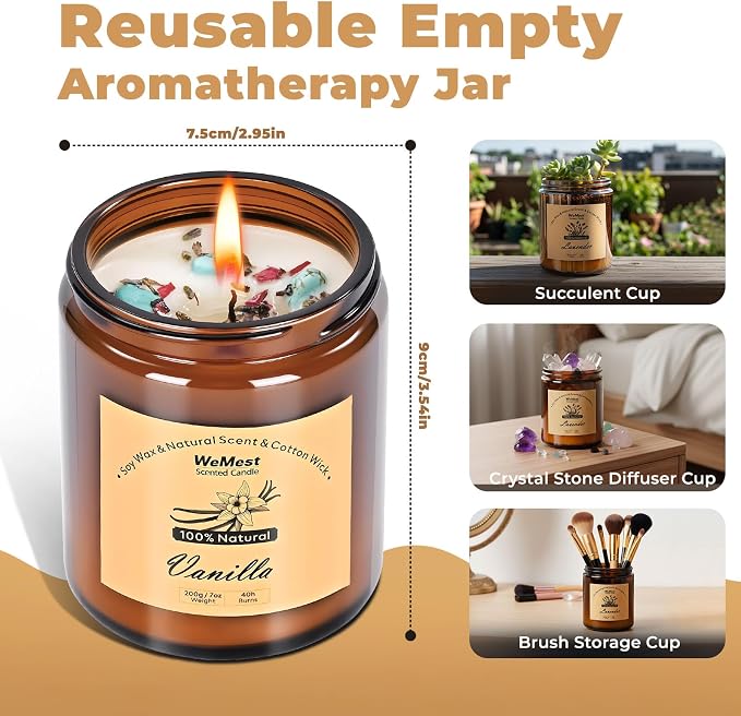 Scented Candles Set, 4 Pack Aromatherapy Candle with Crystals, 28 oz 160 Hour Long Lasting Candle, alternate product view 4