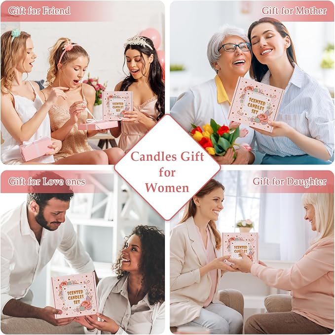 Scented Candles Set, 4Pack Floral Candles, Women Candles Gifts Valentine's Day Gift for Her Long Lasting Soy Wax Candle made