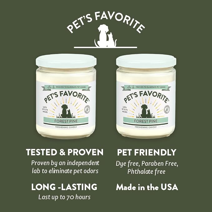 Scented Candles with a Cotton Wick, Clean Burning Pet Candles with a Natural Fiber Wick and 70 Hour Burn Time, Forest Pine