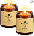 ScentedCandle Lavender Scented Candle Set 2 Pack – Natural Soy Wax Hand-Poured – 60 Hour Long Lasting Burn – Relax and