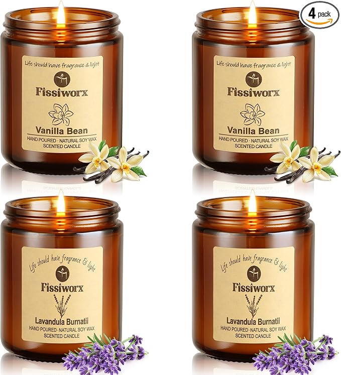 ScentedCandle Scented Candle Set 4 Pack, Candle for Home Scented, Odor Eliminating, Stress Relief, 30oz, product image